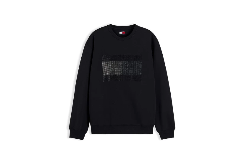 Tommy Jeans Festive Diamante Logo Fleece Μπλούζα Με Λαιμόκοψη Γυναικεία (DW0DW23579 BDS)