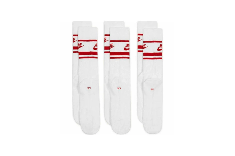 Nike Dri-FIT Sportswear Everyday Essential Ψηλές Κάλτσες Λευκές, Κόκκινες 3 Ζευγάρια