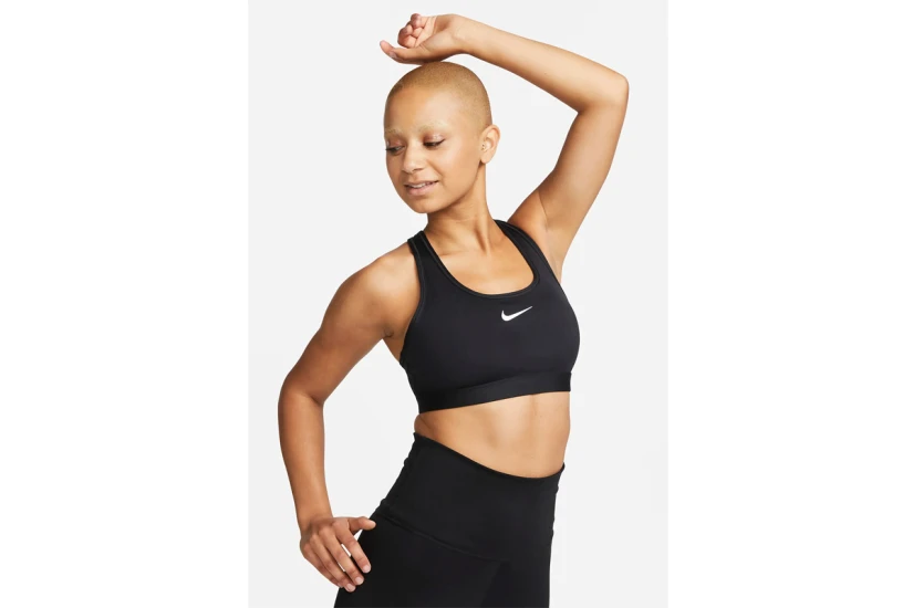 Nike Dri-FIT Swoosh Medium Support Γυναικείο Μπουστάκι Μαύρο