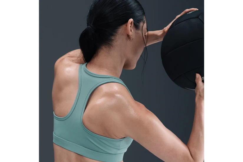 Nike Dri-FIT Swoosh Medium Support Γυναικείο Μπουστάκι Οινοπνευματί