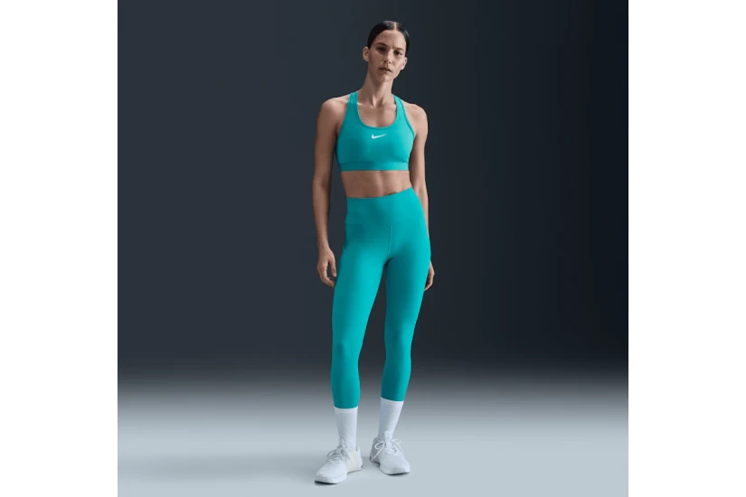 Nike Dri-FIT Swoosh Medium Support Γυναικείο Μπουστάκι Τυρκουάζ
