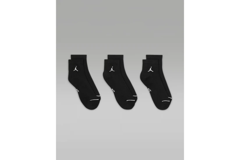 Jordan Everyday Ankle Κοντές Kάλτσες Μαύρες 3 Ζευγάρια