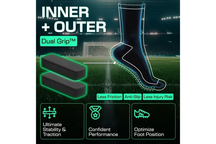 Lux Sports Soccer Grip Unisex Ποδοσφαιρικές Ψηλές Kάλτσες Μαύρες, Λευκές