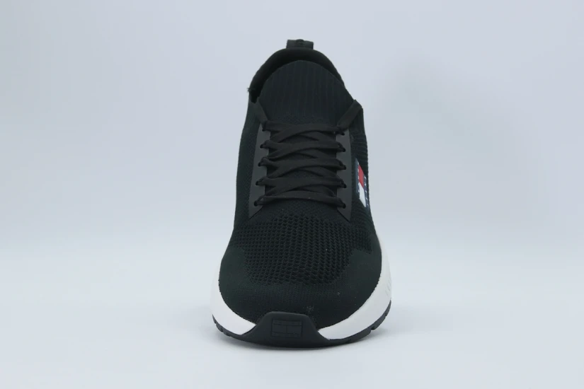 Tommy Jeans Runner Knitted Ανδρικά Sneakers Μαύρα, Λευκά