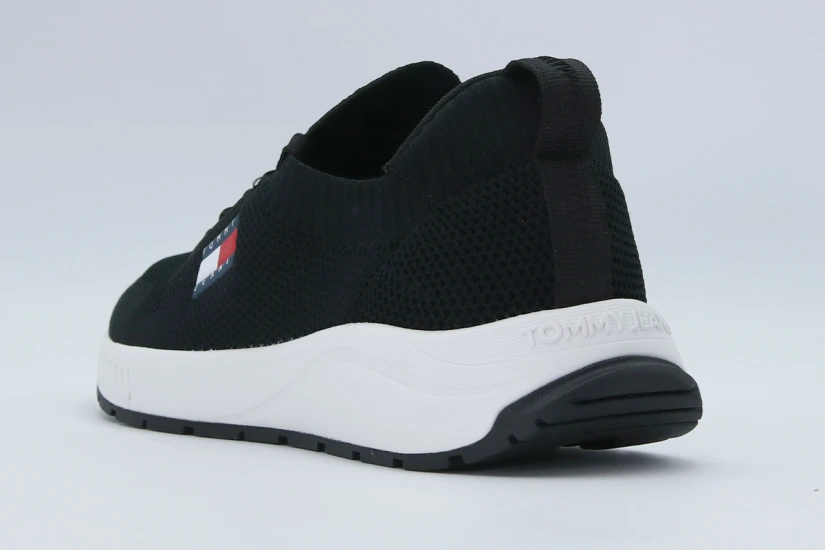 Tommy Jeans Runner Knitted Ανδρικά Sneakers Μαύρα, Λευκά
