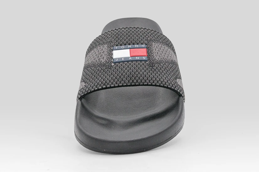 Tommy Jeans Jacquard Strap Ανδρικές Παντόφλες Μαύρες, Ανθρακί