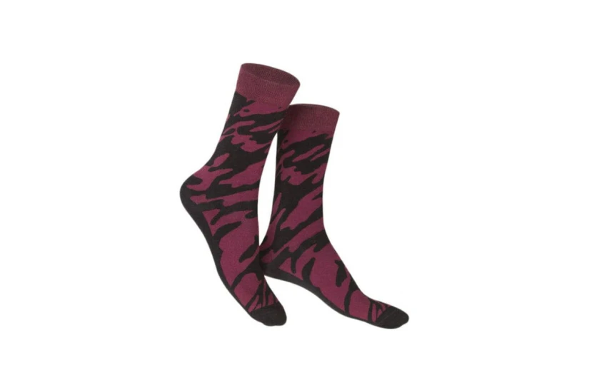 Eat My Socks Red Wine Unisex Ψηλές Κάλτσες Μπορντό, Μαύρες 1 Ζευγάρι