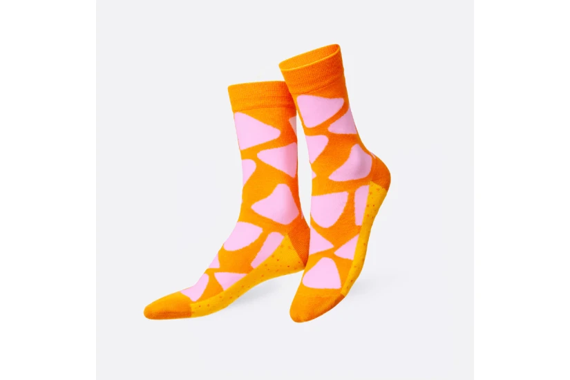 Eat My Socks Crunchy Nachos Unisex Κάλτσες μέχρι τη Γάμπα Πορτοκαλί, Ροζ 1 Ζευγάρι