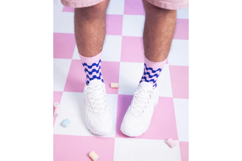Eat My Socks Sweet Mallows Unisex Κάλτσες μέχρι τη Γάμπα Μπλε, Ροζ 1 Ζευγάρι