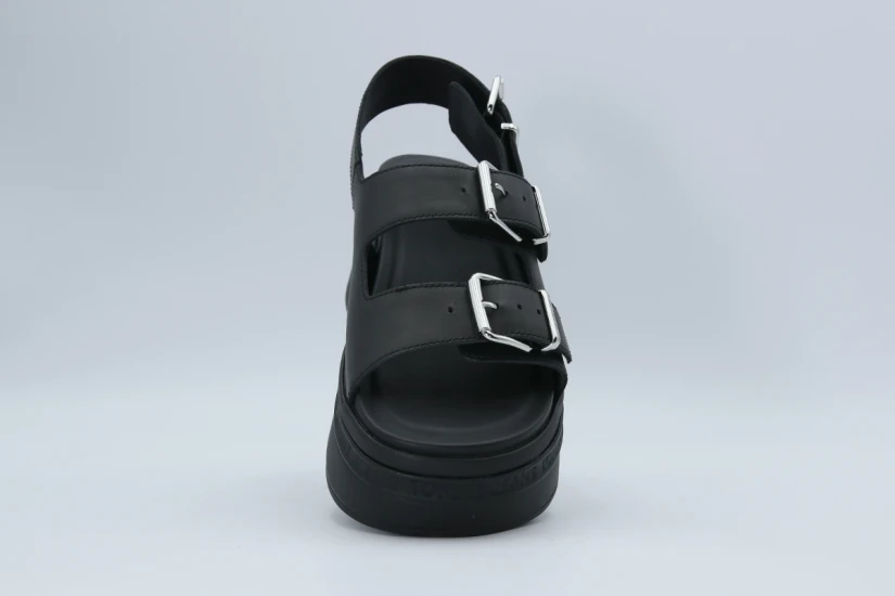 Tommy Jeans Wedge Γυναικεία Σανδάλια Μαύρα