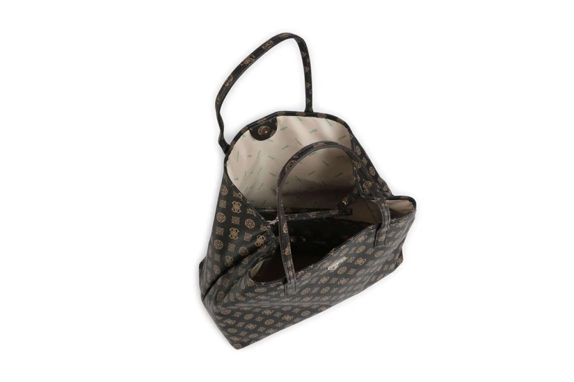 Guess Eco Victtoria Γυναικεία Shopper Τσάντα Καφέ, Μπεζ
