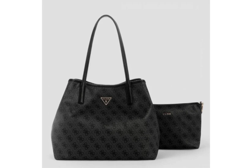 Guess Victtoria Logo 2 In 1 Γυναικεία Τσάντα Tote Μαύρη