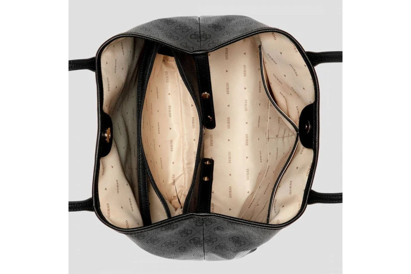 Guess Victtoria Logo 2 In 1 Γυναικεία Τσάντα Tote Μαύρη