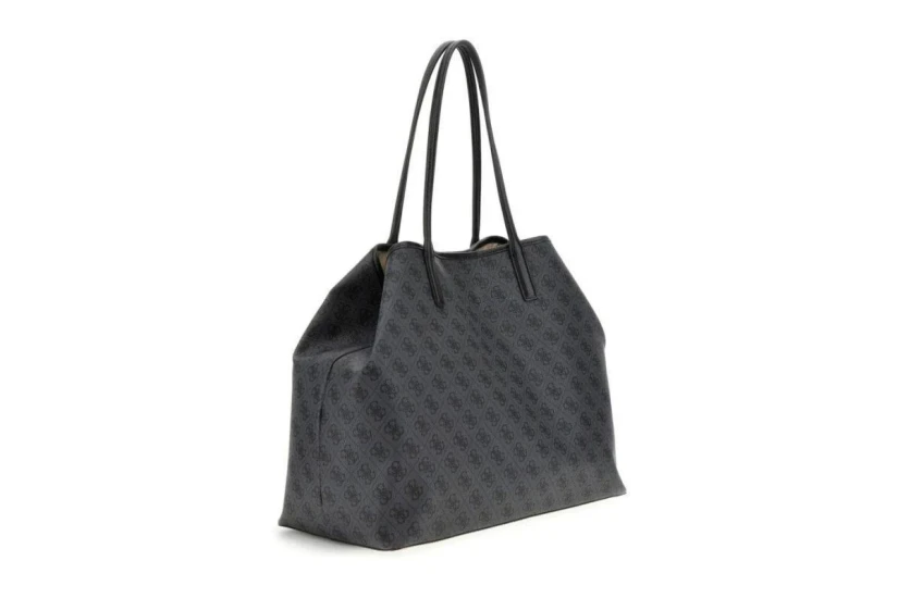 Guess Eco Victtoria Γυναικεία Shopper Τσάντα Ανθρακί, Μαύρο
