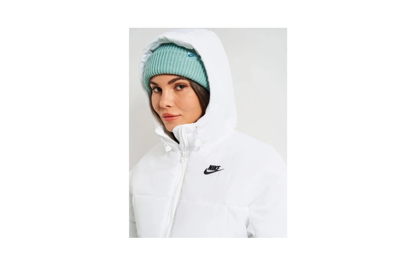 Nike Classic Puffer Γυναικείο Μπουφάν με Κουκούλα Λευκό