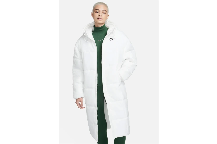 Nike Classic Puffer Γυναικείο Μπουφάν με Κουκούλα Λευκό