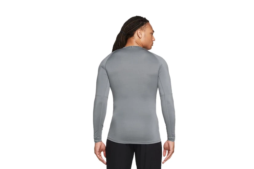 Nike Pro Dri-FIT Fitness Ανδρική Μακρυμάνικη Μπλούζα με Λαιμόκοψη Γκρι