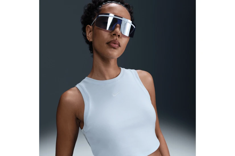 Nike Sportswear Chill Knit Γυναικείο Αμάνικο Crop Top Σιέλ
