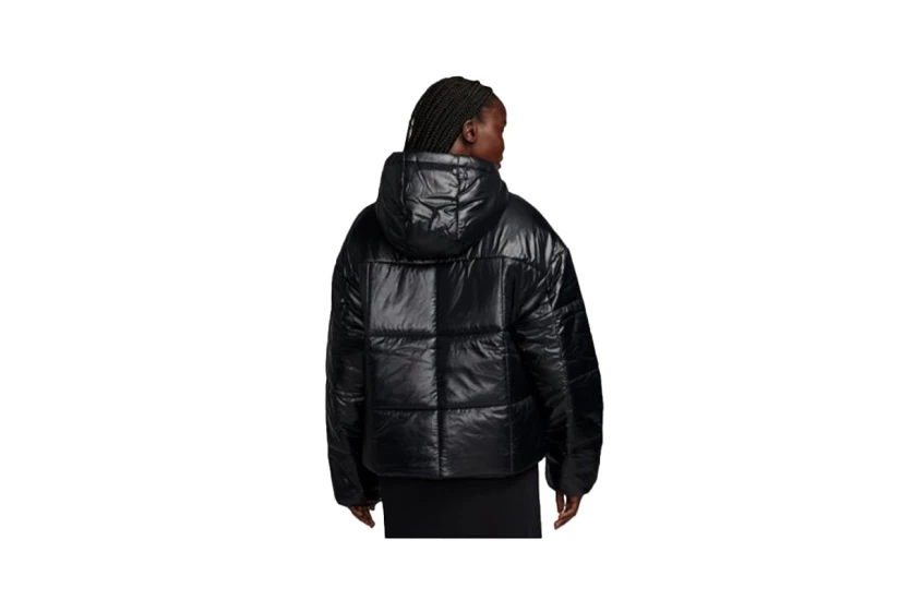 Nike Therma-FIT Γυναικείο Puffer Μπουφάν με Κουκούλα Μαύρο