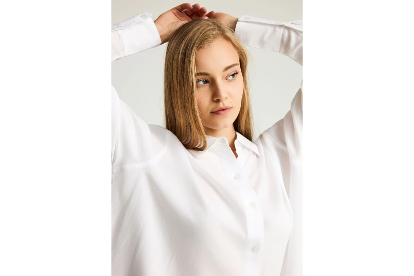 Funky Buddha Viscose Γυναικείο Μακρυμάνικο Πουκάμισο Λευκό