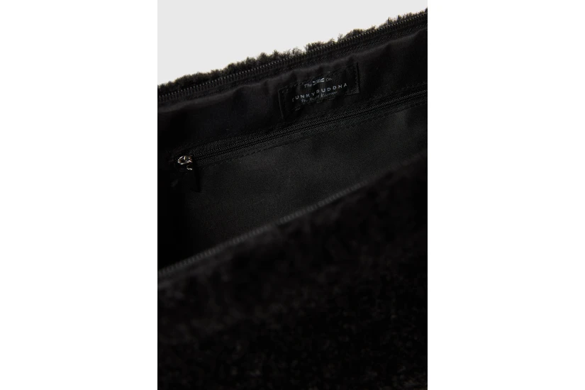 Funky Buddha Faux Fur Γυναικεία Τσάντα Ώμου - Χειρός Μαύρη