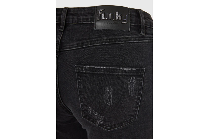 Funky Buddha High Rise Skinny Γυναικείο Παντελόνι Τζιν Μαύρο