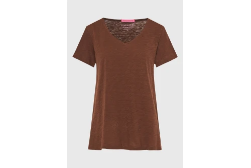 Funky Buddha The Basics Collection V-Neck T-Shirt Γυναικείο (FBL013-100-04-BRUNETTE)