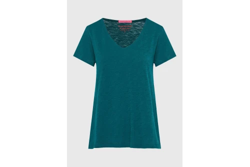 Funky Buddha The Basics Collection V-Neck T-Shirt Γυναικείο (FBL013-100-04-EMERALD)