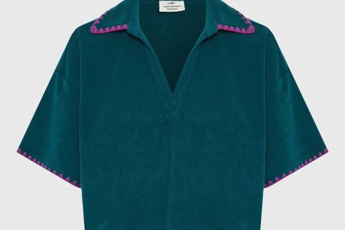 Funky Buddha Terry Towel Polo Γυναικείο (FBL013-100-06-EMERALD)