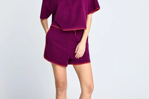 Funky Buddha Terry Towel Polo Γυναικείο (FBL013-100-06-GRAPE-JUICE)