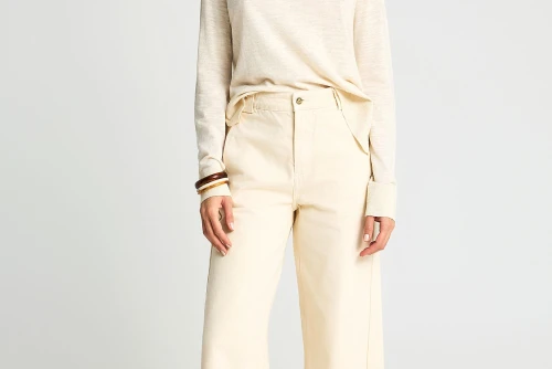 Funky Buddha Cotton Fine Knit Πουλόβερ Γυναικείο (FBL013-100-09-CHALK)