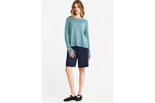 Funky Buddha Cotton Fine Knit Μπλούζα Πλεκτή Γυναικεία (FBL013-100-09-MINERAL-BLUE)