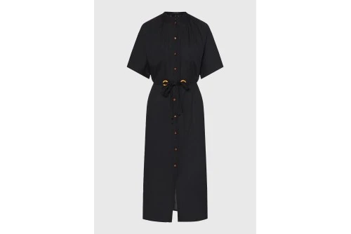 Funky Buddha Φόρεμα Midi Με Ζώνη Γυναικείο (FBL013-100-13-BLACK)