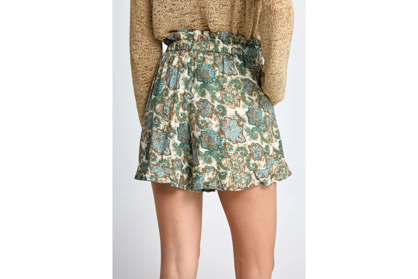 Funky Buddha Floral Γυναικείο Casual Σορτς Πετρόλ, Εκρού, Καφέ