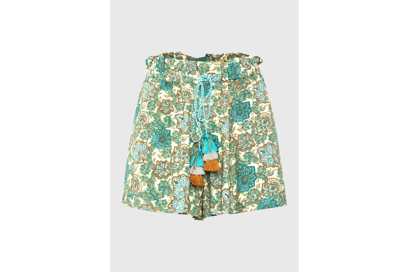 Funky Buddha Floral Γυναικείο Casual Σορτς Πετρόλ, Εκρού, Καφέ