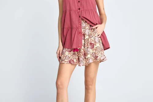 Funky Buddha Floral Σορτς Casual Γυναικείο (FBL013-101-03-PINK-LEMONADE)