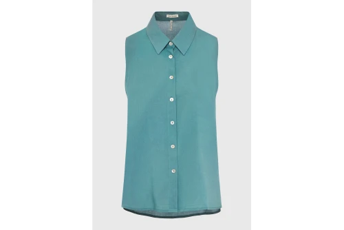 Funky Buddha Viscose Πουκάμισο Αμάνικο Γυναικείο (FBL013-101-05-GREEN-LAKE)