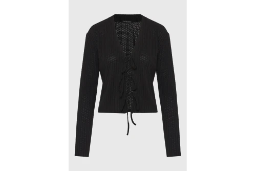 Funky Buddha Rib Ζακέτα Πλεκτή Γυναικεία (FBL013-101-07-BLACK)