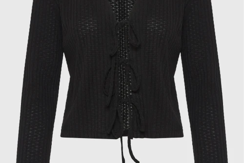 Funky Buddha Rib Ζακέτα Πλεκτή Γυναικεία (FBL013-101-07-BLACK)