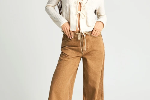 Funky Buddha Rib Ζακέτα Πλεκτή Γυναικεία (FBL013-101-07-CHALK)