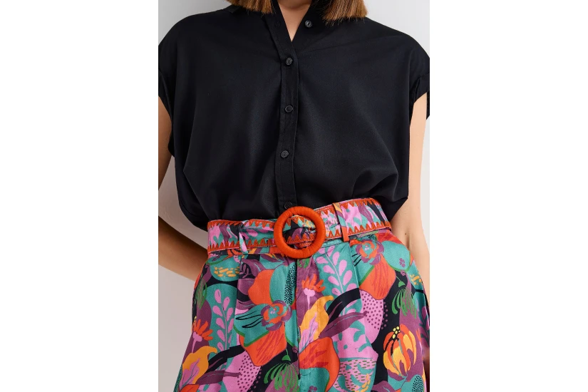 Funky Buddha Floral Γυναικείο Σορτς με Ζώνη Πολύχρωμο