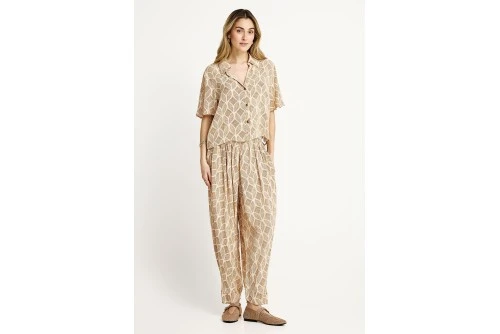 Funky Buddha Casual Πουκάμισο Κοντομάνικο Γυναικείο (FBL013-102-05-CLOUD-CREAM)