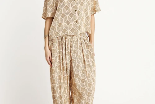 Funky Buddha Casual Πουκάμισο Κοντομάνικο Γυναικείο (FBL013-102-05-CLOUD-CREAM)