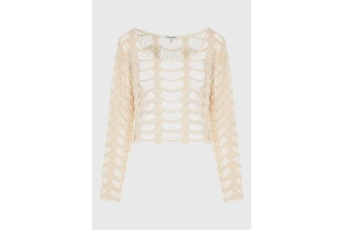 Funky Buddha Loose Μπλούζα Πλεκτή Γυναικεία (FBL013-102-07-CHALK)
