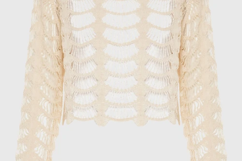 Funky Buddha Loose Μπλούζα Πλεκτή Γυναικεία (FBL013-102-07-CHALK)