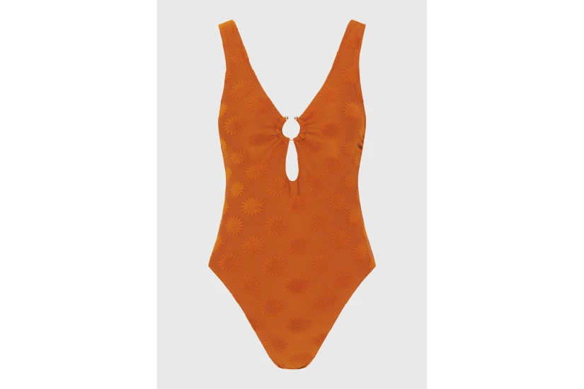Funky Buddha Towel Pattern Γυναικείο Ολόσωμο Μαγιό Πορτοκαλί