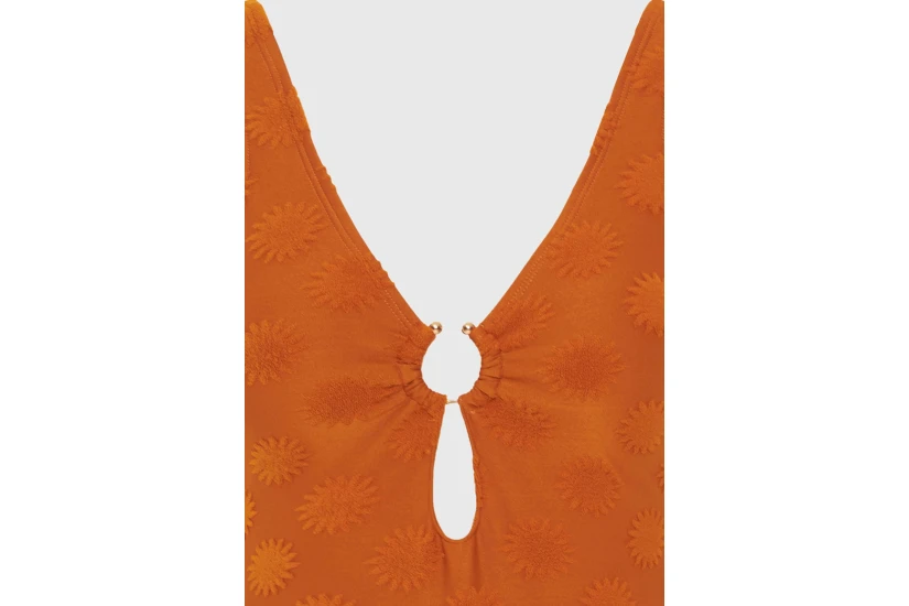 Funky Buddha Towel Pattern Γυναικείο Ολόσωμο Μαγιό Πορτοκαλί