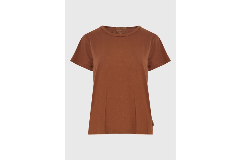 Funky Buddha The Basics Collection Γυναικείο Κοντομάνικο T-Shirt Καφέ