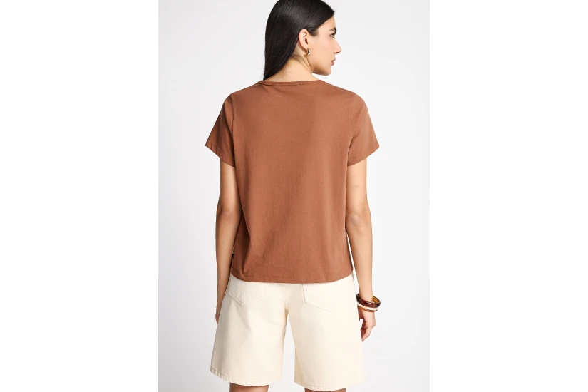 Funky Buddha The Basics Collection Γυναικείο Κοντομάνικο T-Shirt Καφέ