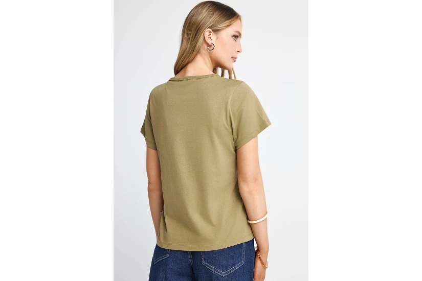 Funky Buddha The Basics Collection Γυναικείο Κοντομάνικο T-Shirt Λαδί